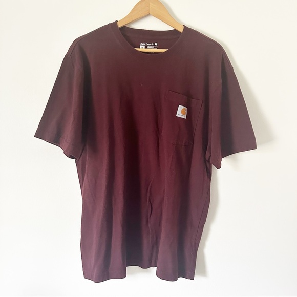 Carhartt Men's Loose Fit Heavyweight Short Sleeve T-Shirt Port Red M NWT - Picture 2 of 6
